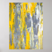 Grey and Yellow Abstract Art Poster Print