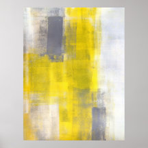 Grey and Yellow Abstract Art Poster Print