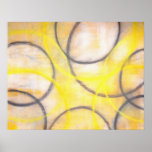 Grey and Yellow Abstract Art Poster Print