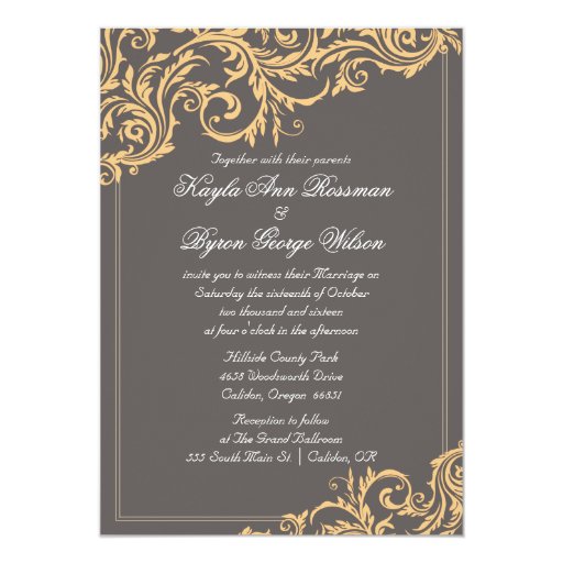 yellow and grey wedding invitation kits grey and yellow flourish wedding invitation zazzle yellow and grey wedding invitation kits grey and yellow flourish wedding invitation zazzle