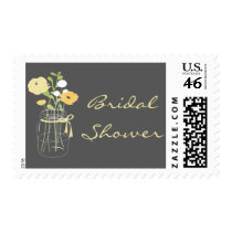 Grey and Yellow Mason Jar Bridal Shower Stamps