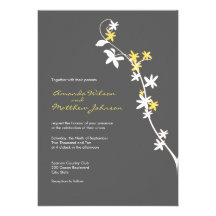 Grey and Yellow Wedding Invitations