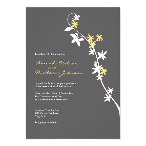 Grey and Yellow Wedding Invitations