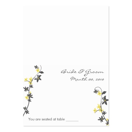 Grey and Yellow Wedding Placecards Business Card Templates (front side)