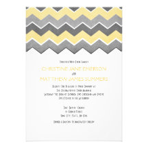 Grey and Yellow Zig Zag Wedding Invitations