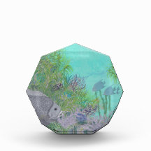 Grey Angelfish Blue Ocean Acrylic Award