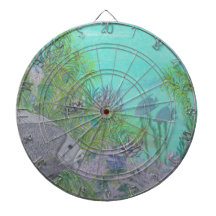 Grey Angelfish Blue Ocean Dartboard With Darts