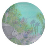 Grey Angelfish Blue Ocean Dinner Plate