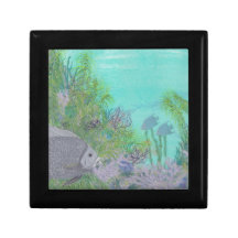 Grey Angelfish Blue Ocean Jewelry Box