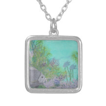 Grey Angelfish Blue Ocean Necklaces