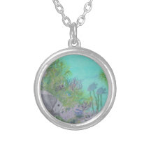 Grey Angelfish Blue Ocean Pendant
