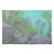 Grey Angelfish Blue Ocean Placemats