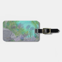 Grey Angelfish Blue Ocean Tag For Bags