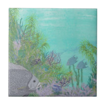 Grey Angelfish Blue Ocean Tiles