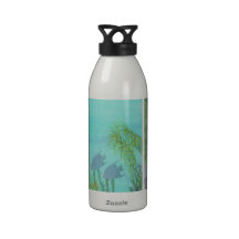 Grey Angelfish Blue Ocean Water Bottle