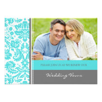 Grey Aqua Photo Wedding Vow Renewal Invitation