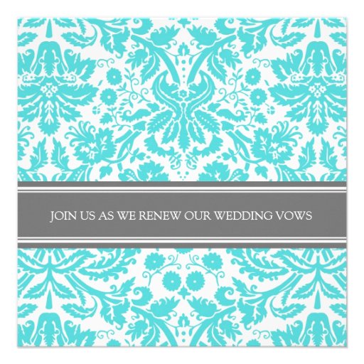 Grey Aqua Wedding Vow Renewal Invitation