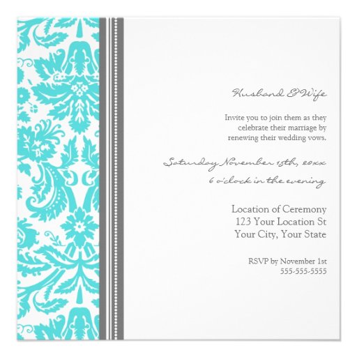 Grey Aqua Wedding Vow Renewal Invitation