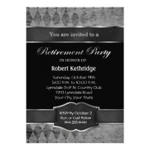 Grey Argyle Classic Retirement Party Invitations