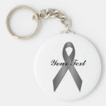 Grey Awareness Ribbon Keychain