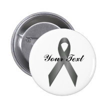 Grey Awareness Ribbon Pin Back Button