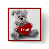 Grey Bear With Heart Buttons