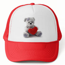 Grey Bear With Heart Trucker Hat