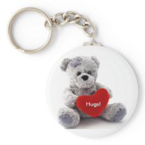 Grey Bear With Heart Keychains