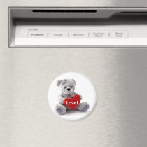 Grey Bear With Heart Fridge Magnets