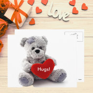 Grey Bear With Heart postcard
