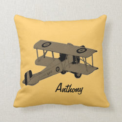 grey biplane kids room toss pillow
