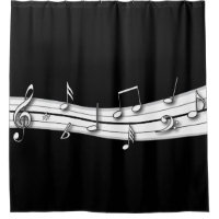 Grey black and white musical notes score