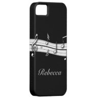 Grey black and white musical notes score iPhone 5 cover