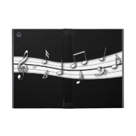 Grey black and white musical notes score iPad mini cases