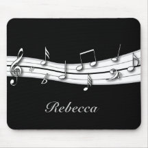 Grey black and white musical notes score mousepads