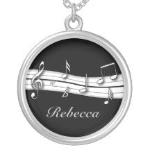 Grey black and white musical notes score custom jewelry