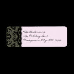 Grey & Black Damask Swirl Pale Pink Address Labels