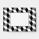 Grey, Black & White 3D Cubes Pattern envelopes