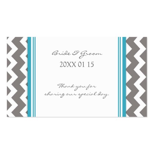 Grey Blue Chevron Wedding Favor Tags Business Cards (front side)