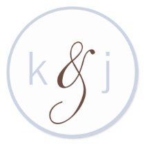 Grey Blue Monogram Stickers