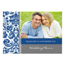 Grey Blue Photo Wedding Vow Renewal Invitation