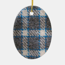 Grey & blue Tartan material Christmas Ornament
