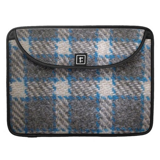 Grey & blue Tartan material Sleeves For MacBooks