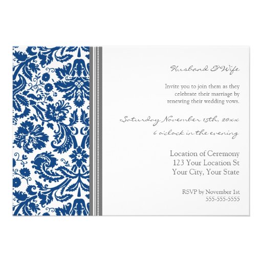 Grey Blue Wedding Vow Renewal Invitation