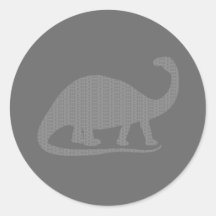 Grey Brontosaurus Round Sticker