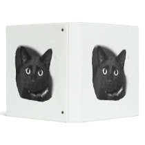 Grey Cat Big Eyes BW Picture Vinyl Binders