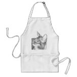grey cat head, apron