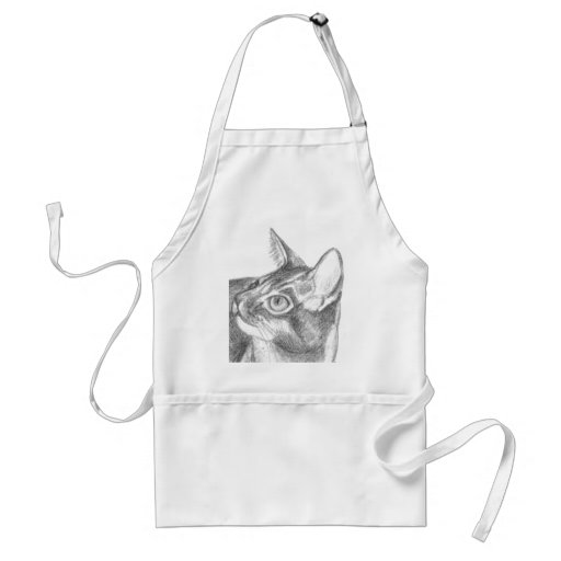 grey cat head, apron