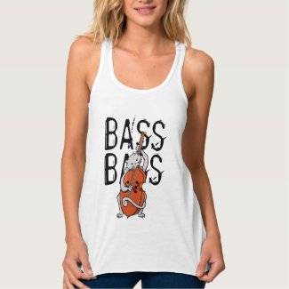 Grey Cat Playing a Double Bass or Upright Bass Flowy Racerback Tank Top