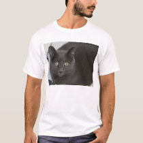 Grey Cat with Stunning Green eyes t-shirts